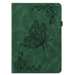 Anti-Slip Tablet Case for Samsung Galaxy Tab S10+ / S9+ PU Leather Imprinted Butterfly Flower Card Holder Stand Cover