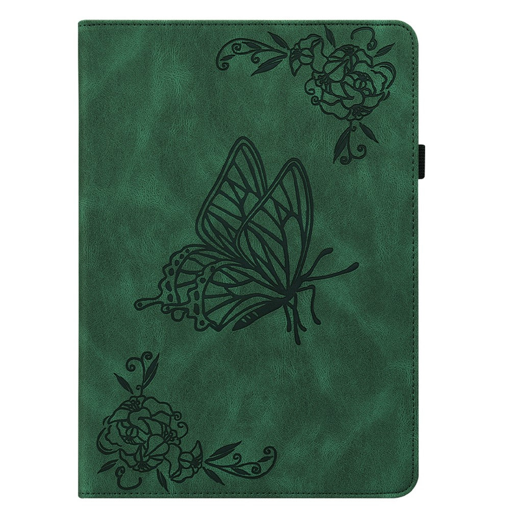 Anti-Slip Tablet Case for Samsung Galaxy Tab S10+ / S9+ PU Leather Imprinted Butterfly Flower Card Holder Stand Cover