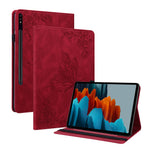 Anti-Slip Tablet Case for Samsung Galaxy Tab S10+ / S9+ PU Leather Imprinted Butterfly Flower Card Holder Stand Cover
