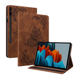 Anti-Slip Tablet Case for Samsung Galaxy Tab S10+ / S9+ PU Leather Imprinted Butterfly Flower Card Holder Stand Cover