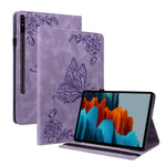 Anti-Slip Tablet Case for Samsung Galaxy Tab S10+ / S9+ PU Leather Imprinted Butterfly Flower Card Holder Stand Cover