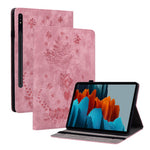 For Samsung Galaxy Tab S10+ / S9+ PU Leather Tablet Cover Butterfly Rose Imprinted Stand Case with Card Slots