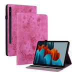 For Samsung Galaxy Tab S10+ / S9+ PU Leather Tablet Cover Butterfly Rose Imprinted Stand Case with Card Slots