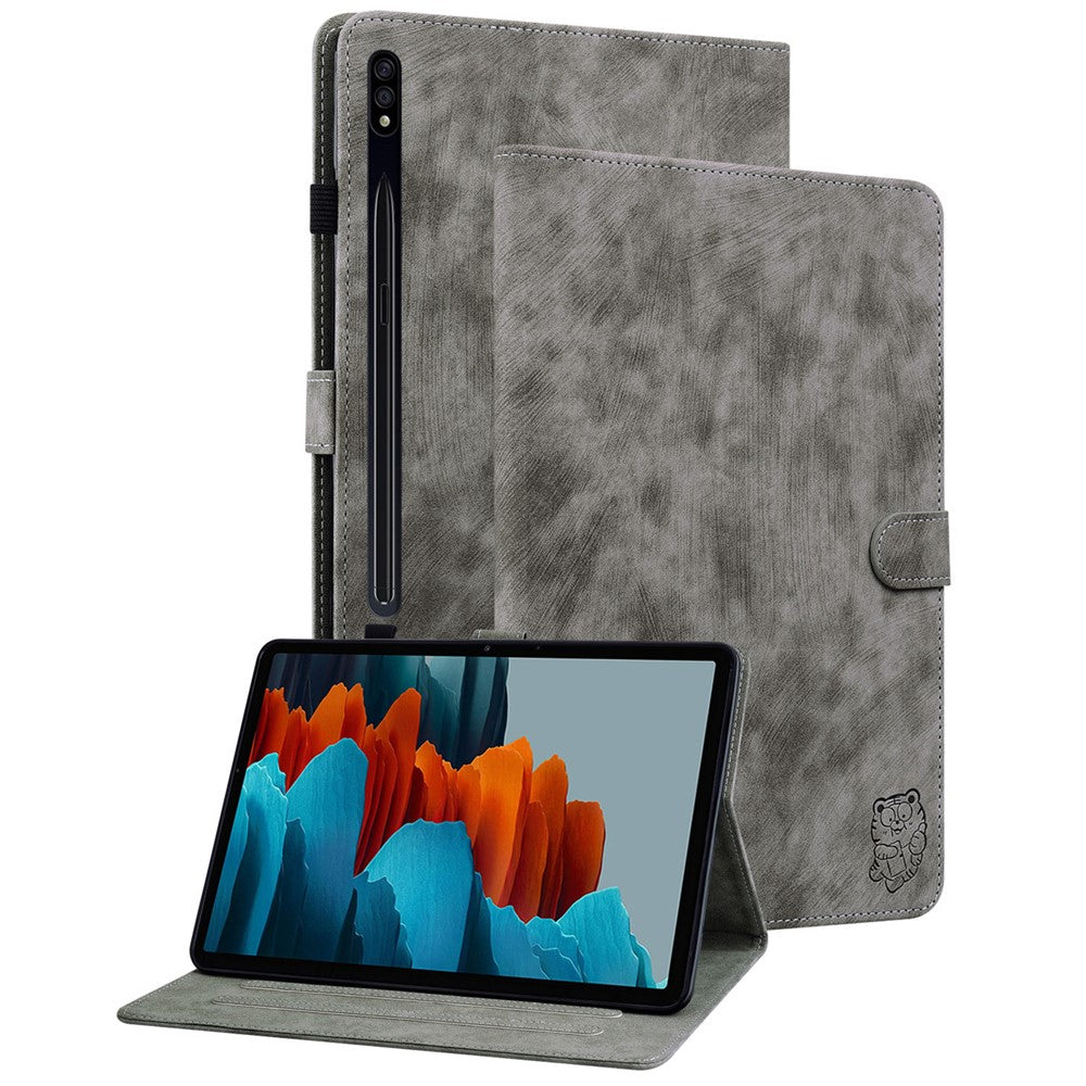 Til Samsung Galaxy Tab S10 FE / S9 FE / S9 Stand Folio Tablet Etui PU Læder Sødt Tigermønster Cover med Kortlomme