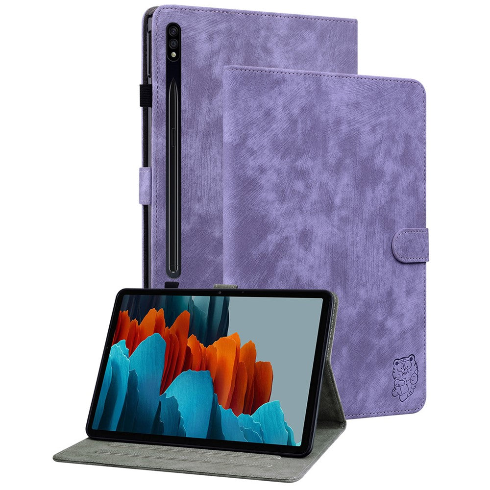 Til Samsung Galaxy Tab S10 FE / S9 FE / S9 Stand Folio Tablet Etui PU Læder Sødt Tigermønster Cover med Kortlomme