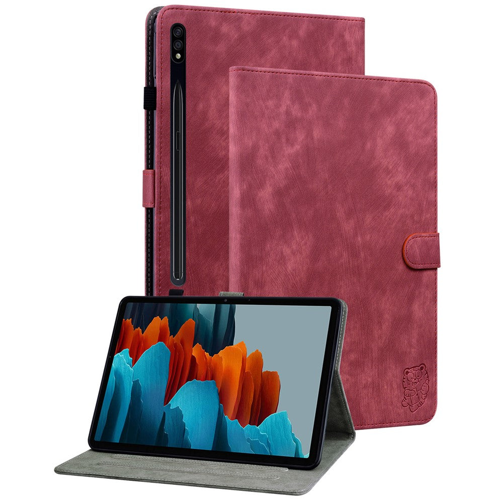 Til Samsung Galaxy Tab S10 FE / S9 FE / S9 Stand Folio Tablet Etui PU Læder Sødt Tigermønster Cover med Kortlomme