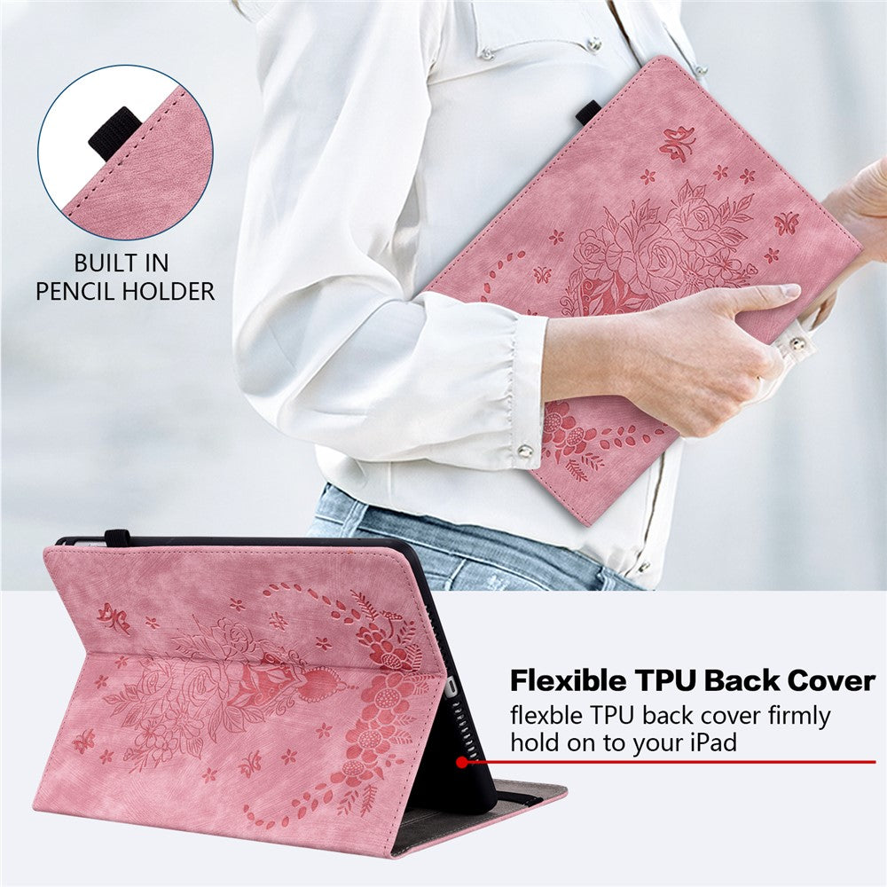 Til Samsung Galaxy Tab S10 FE / S9 FE / S9 Stand Folio Cover PU Læder Præget Kortholder Tablet Cover