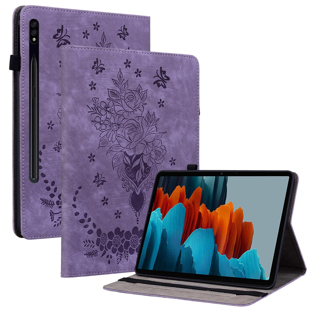 Til Samsung Galaxy Tab S10 FE / S9 FE / S9 Stand Folio Cover PU Læder Præget Kortholder Tablet Cover