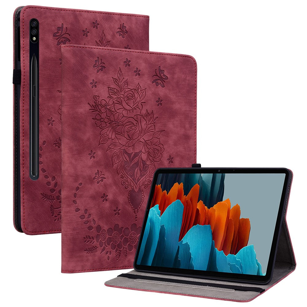 Til Samsung Galaxy Tab S10 FE / S9 FE / S9 Stand Folio Cover PU Læder Præget Kortholder Tablet Cover