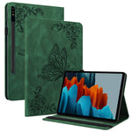For Samsung Galaxy Tab S10 FE / S9 FE / S9 PU Leather Stand Cover Imprinted Butterfly Flower Card Holder Tablet Case