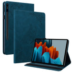 For Samsung Galaxy Tab S10 FE / S9 FE / S9 PU Leather Stand Cover Imprinted Butterfly Flower Card Holder Tablet Case
