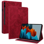 For Samsung Galaxy Tab S10 FE / S9 FE / S9 PU Leather Stand Cover Imprinted Butterfly Flower Card Holder Tablet Case