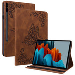 For Samsung Galaxy Tab S10 FE / S9 FE / S9 PU Leather Stand Cover Imprinted Butterfly Flower Card Holder Tablet Case