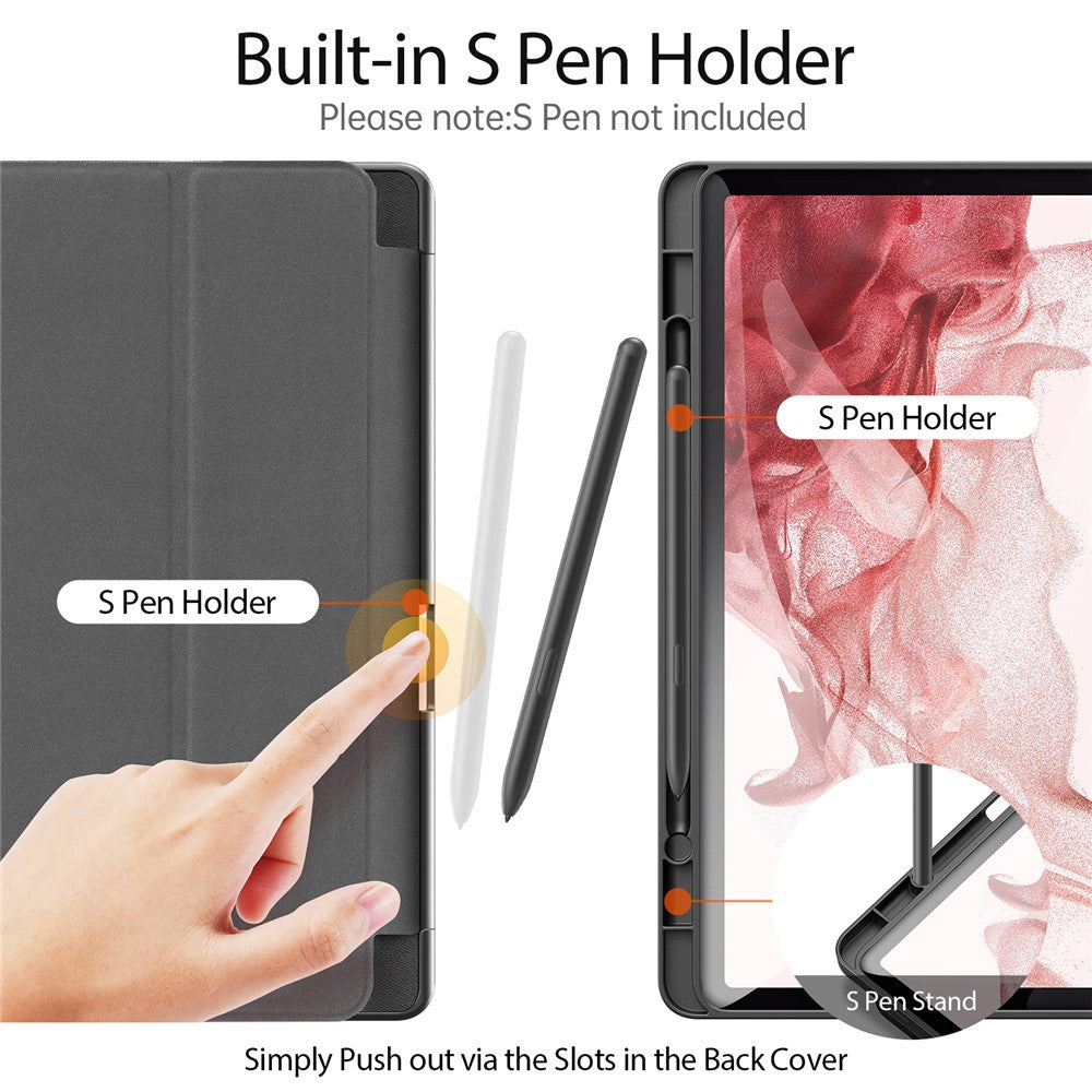 DUX DUCIS Domo Series for Samsung Galaxy Tab S9 Tablet Case PU Leather Stand Shell Tri-Fold Folio Cover