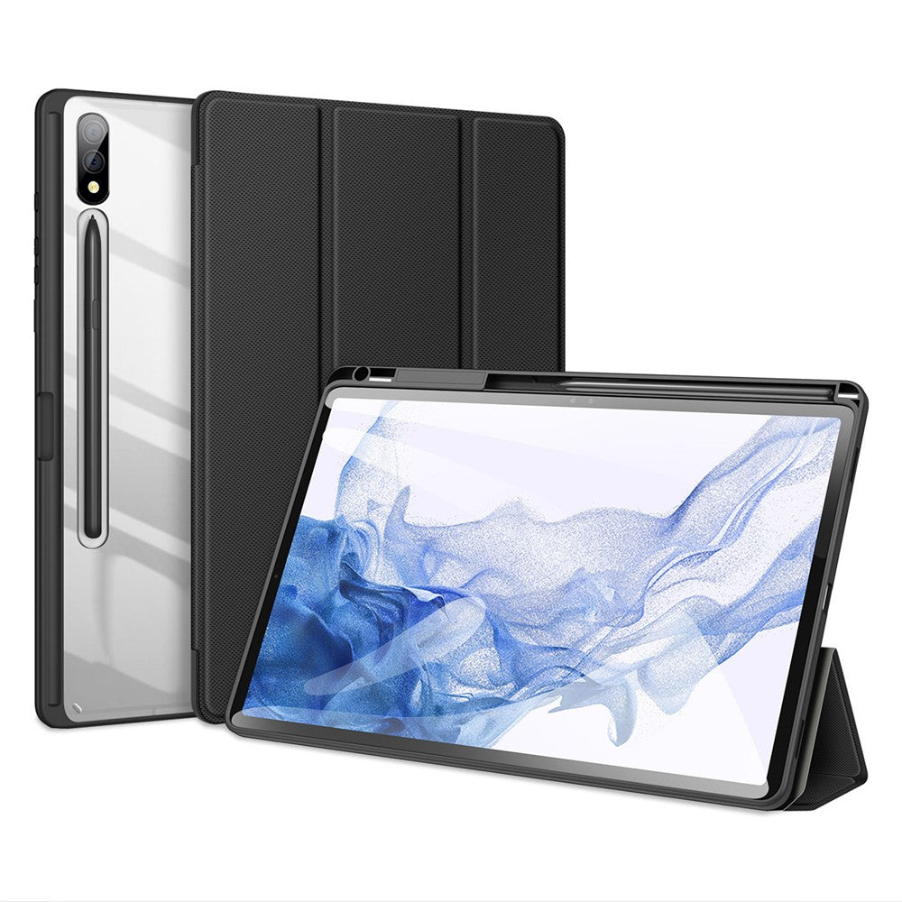 DUX DUCIS TOBY Series For Samsung Galaxy Tab S9+ PU Leather Tri-fold Stand Cover Auto Wake Sleep Tablet Case with Pencil Holder