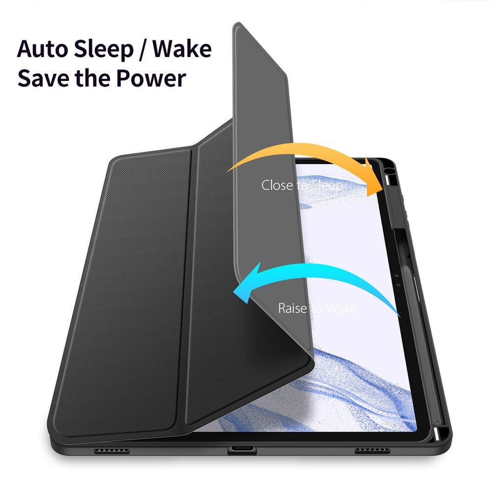 DUX DUCIS TOBY Series For Samsung Galaxy Tab S9+ PU Leather Tri-fold Stand Cover Auto Wake Sleep Tablet Case with Pencil Holder