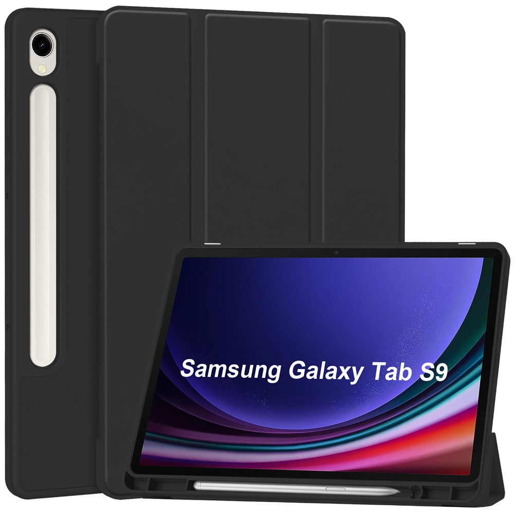 Tri-fold Stand Case for Samsung Galaxy Tab S10 Lite / S10 FE / S9 FE / S9 PU Leather Tablet Cover with Pen Slot