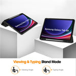 Tri-fold Stand Case for Samsung Galaxy Tab S10 Lite / S10 FE / S9 FE / S9 PU Leather Tablet Cover with Pen Slot