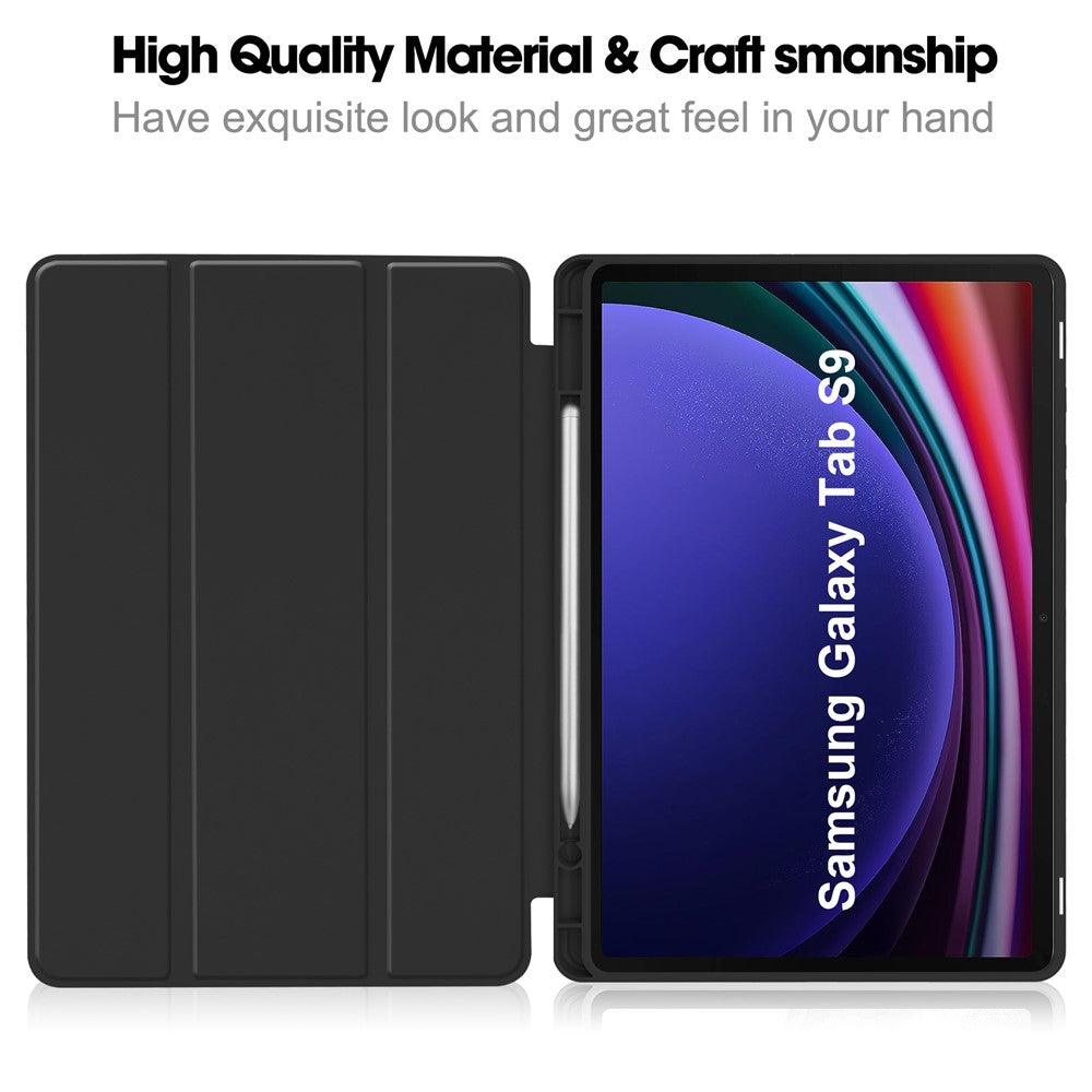 Tri-fold Stand Case for Samsung Galaxy Tab S10 Lite / S10 FE / S9 FE / S9 PU Leather Tablet Cover with Pen Slot