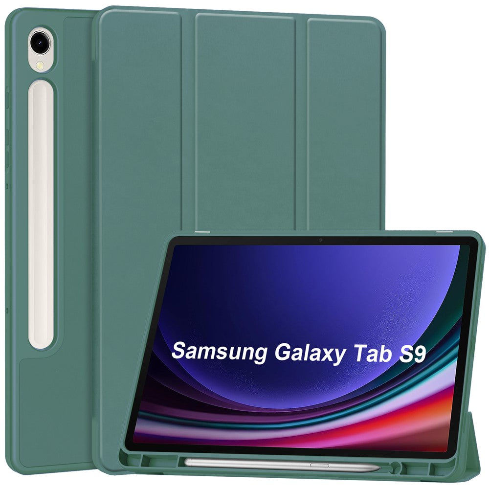 Tri-fold Stand Case for Samsung Galaxy Tab S10 Lite / S10 FE / S9 FE / S9 PU Leather Tablet Cover with Pen Slot