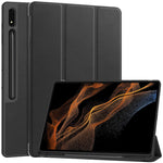 Smart Tablet Case for Samsung Galaxy Tab S9 Ultra, PU Leather Tri-fold Stand Cover with Pen Slot