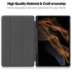 Smart Tablet Case for Samsung Galaxy Tab S9 Ultra, PU Leather Tri-fold Stand Cover with Pen Slot