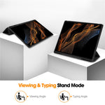 Smart Tablet Case for Samsung Galaxy Tab S9 Ultra, PU Leather Tri-fold Stand Cover with Pen Slot
