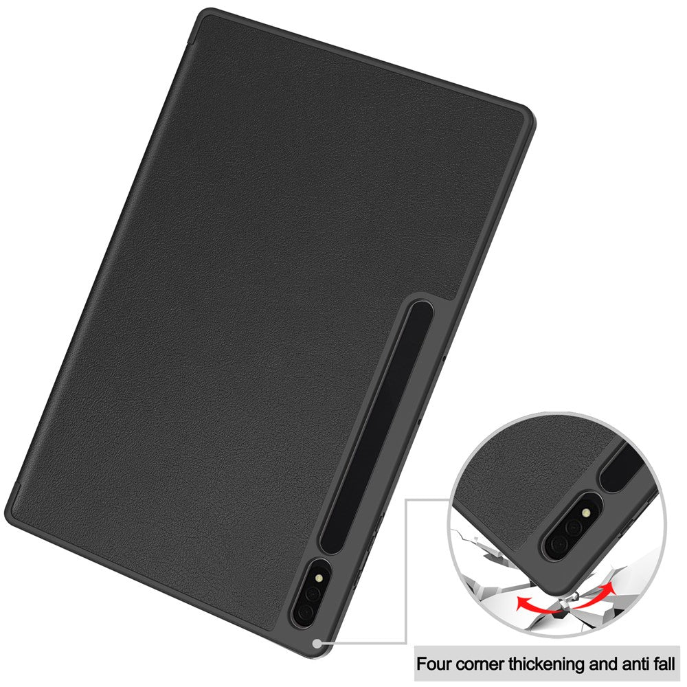 Smart Tablet Case for Samsung Galaxy Tab S9 Ultra, PU Leather Tri-fold Stand Cover with Pen Slot