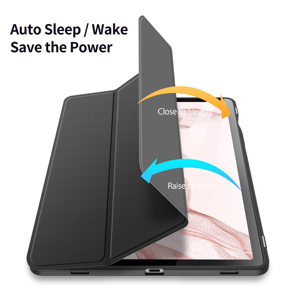 DUX DUCIS TOBY Series For Samsung Galaxy Tab S10 FE / S9 FE / S9 PU Leather Tablet Case Tri-Fold Stand Smart Cover with Pencil Holder
