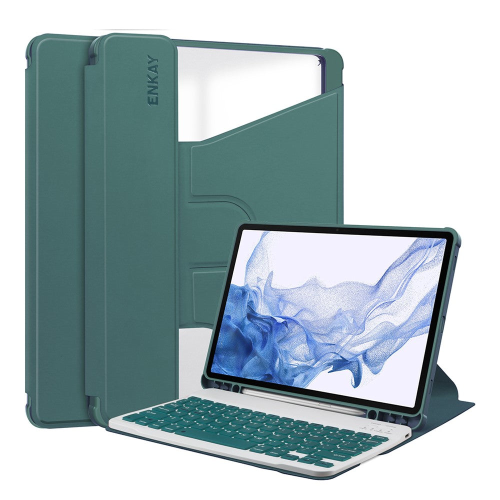 ENKAY HAT PRINCE til Samsung Galaxy Tab S9 PU læder + TPU tablet cover, roterende stander, smart cover med aftageligt tastatur