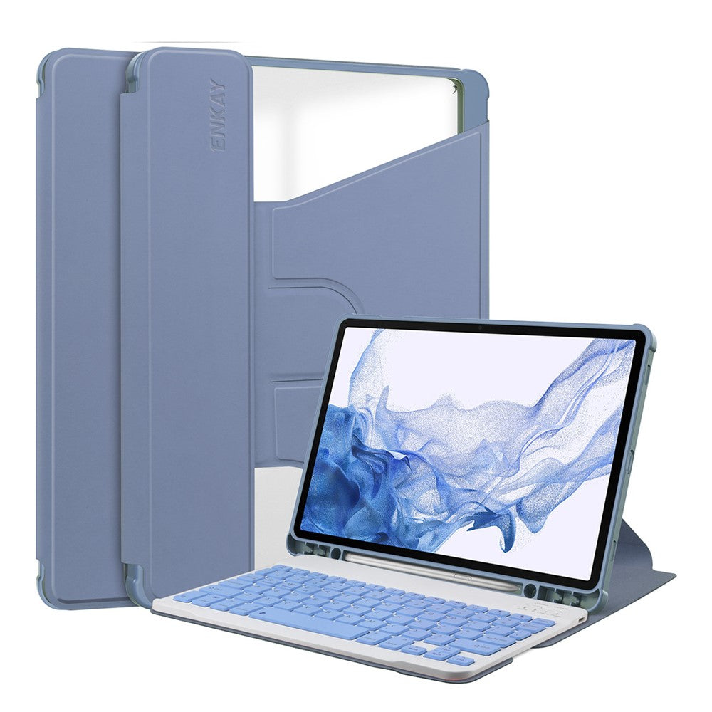 ENKAY HAT PRINCE til Samsung Galaxy Tab S9 PU læder + TPU tablet cover, roterende stander, smart cover med aftageligt tastatur