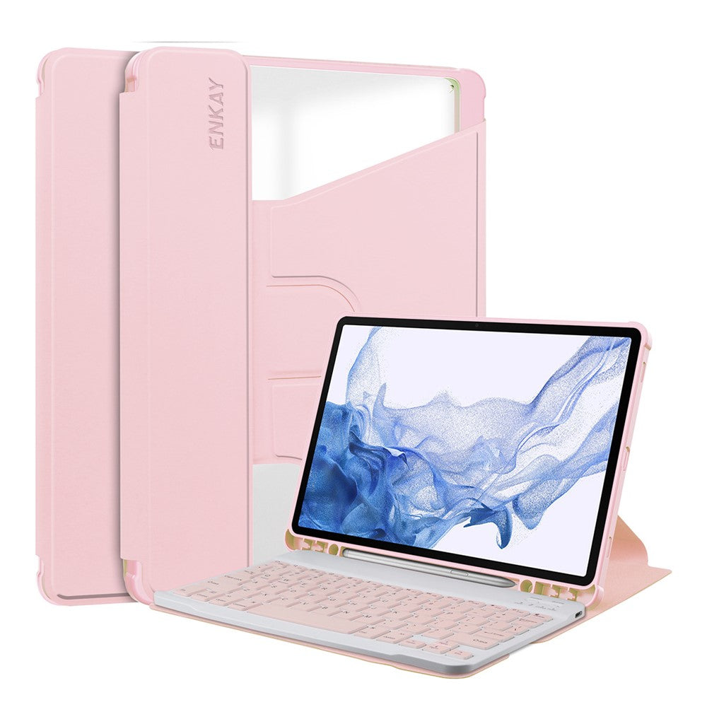 ENKAY HAT PRINCE til Samsung Galaxy Tab S9 PU læder + TPU tablet cover, roterende stander, smart cover med aftageligt tastatur