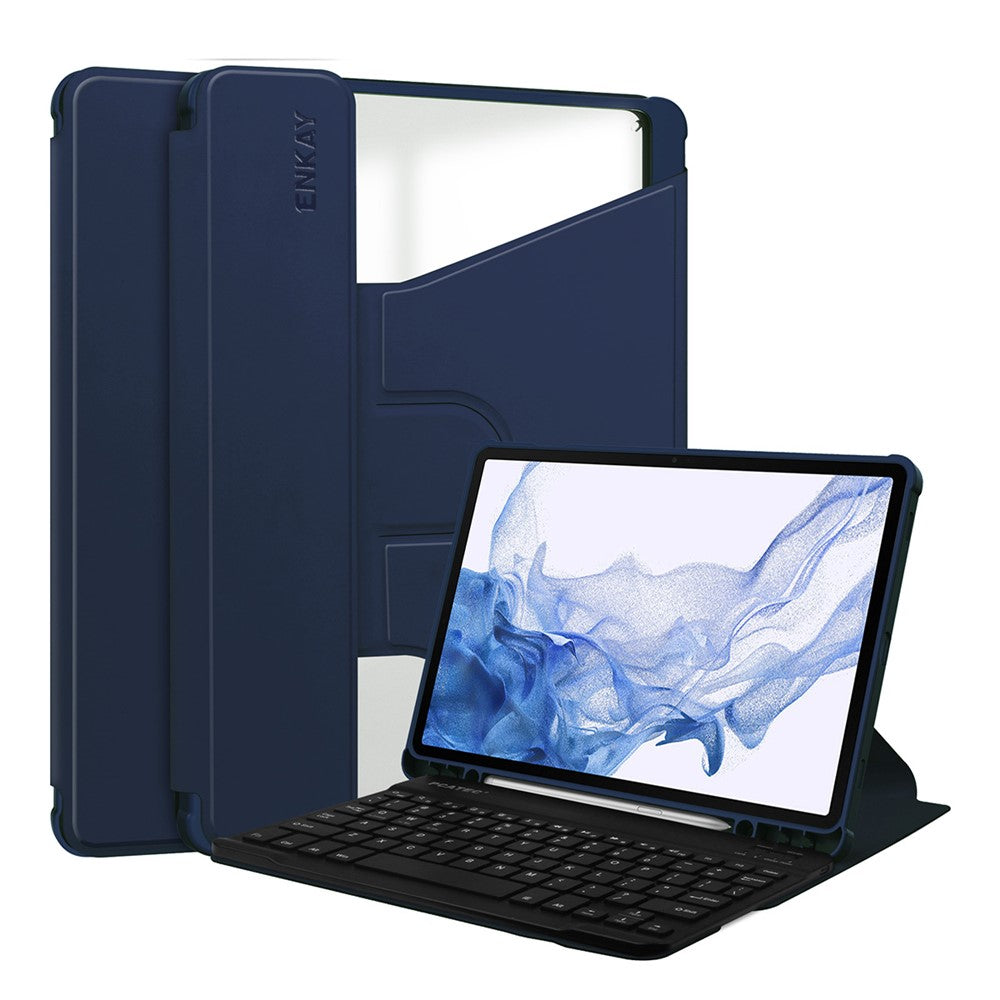 ENKAY HAT PRINCE til Samsung Galaxy Tab S9 PU læder + TPU tablet cover, roterende stander, smart cover med aftageligt tastatur