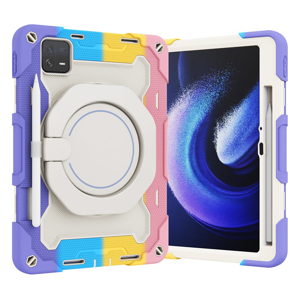 For Xiaomi Pad 6 PC + Silicone Protective Cover 360-degree Rotary Kickstand Drop-proof Tablet Case
