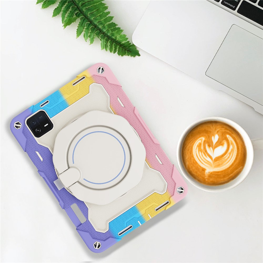 For Xiaomi Pad 6 PC + Silicone Protective Cover 360-degree Rotary Kickstand Drop-proof Tablet Case