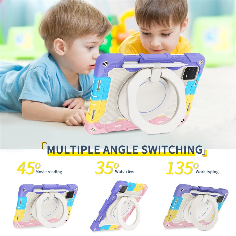 For Xiaomi Pad 6 PC + Silicone Protective Cover 360-degree Rotary Kickstand Drop-proof Tablet Case