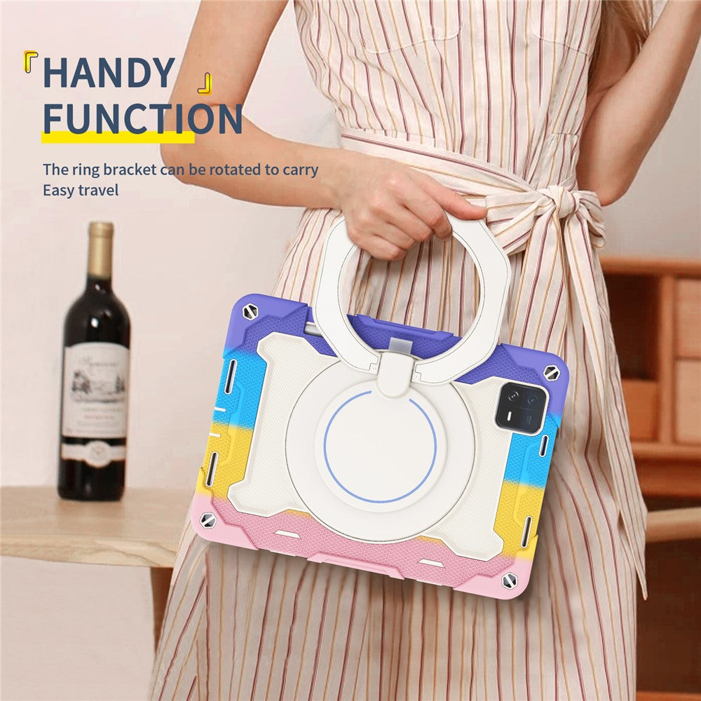 For Xiaomi Pad 6 PC + Silicone Protective Cover 360-degree Rotary Kickstand Drop-proof Tablet Case