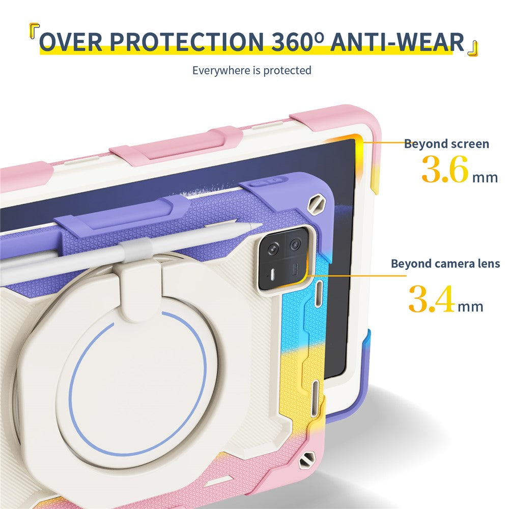 For Xiaomi Pad 6 PC + Silicone Protective Cover 360-degree Rotary Kickstand Drop-proof Tablet Case
