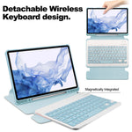 For Samsung Galaxy Tab S9 Tablet Case 360-Degree Rotating Stand Leather+Acrylic Cover with Wireless Keyboard