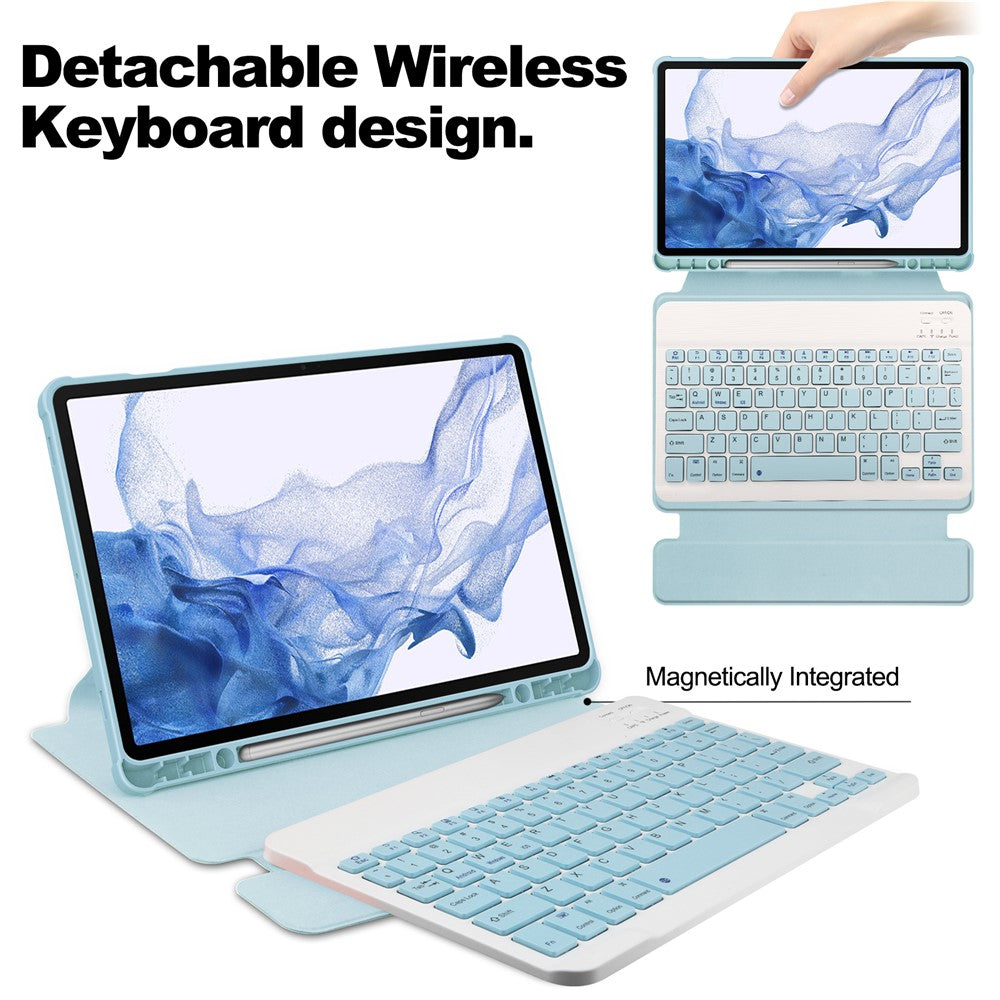 For Samsung Galaxy Tab S9 Tablet Case 360-Degree Rotating Stand Leather+Acrylic Cover with Wireless Keyboard