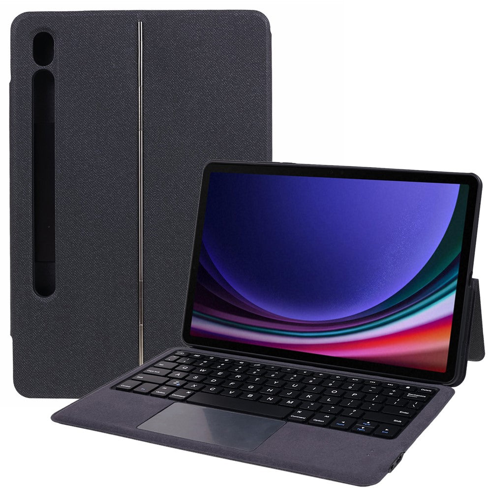 Til Samsung Galaxy Tab S10 FE / S9 FE / S9 Lædercover + Touchpad Bluetooth-kompatibelt Tastatur med Baggrundsbelysning