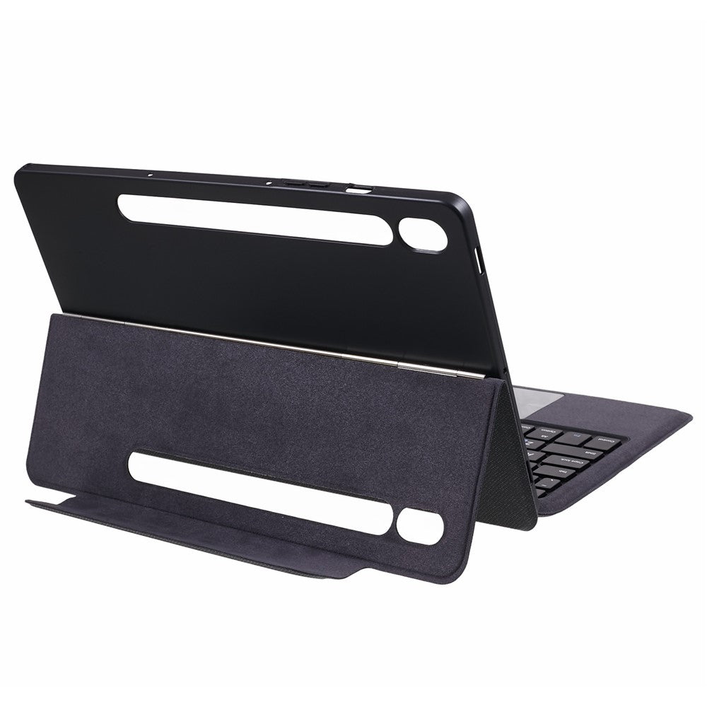 Til Samsung Galaxy Tab S10 FE / S9 FE / S9 Lædercover + Touchpad Bluetooth-kompatibelt Tastatur med Baggrundsbelysning