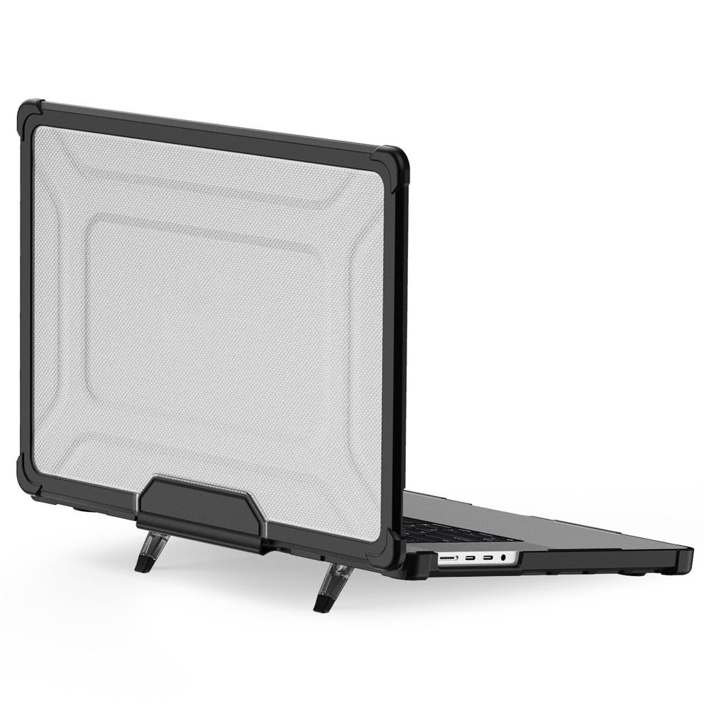 Til MacBook Pro 16 tommer (2026) A3429 A3428 / (2025) A3186 A3403 / (2024) A2991 / (2023) A2780 / (2021) A2485 skridsikker laptopcover med varmeafledning PC+TPU støttefod