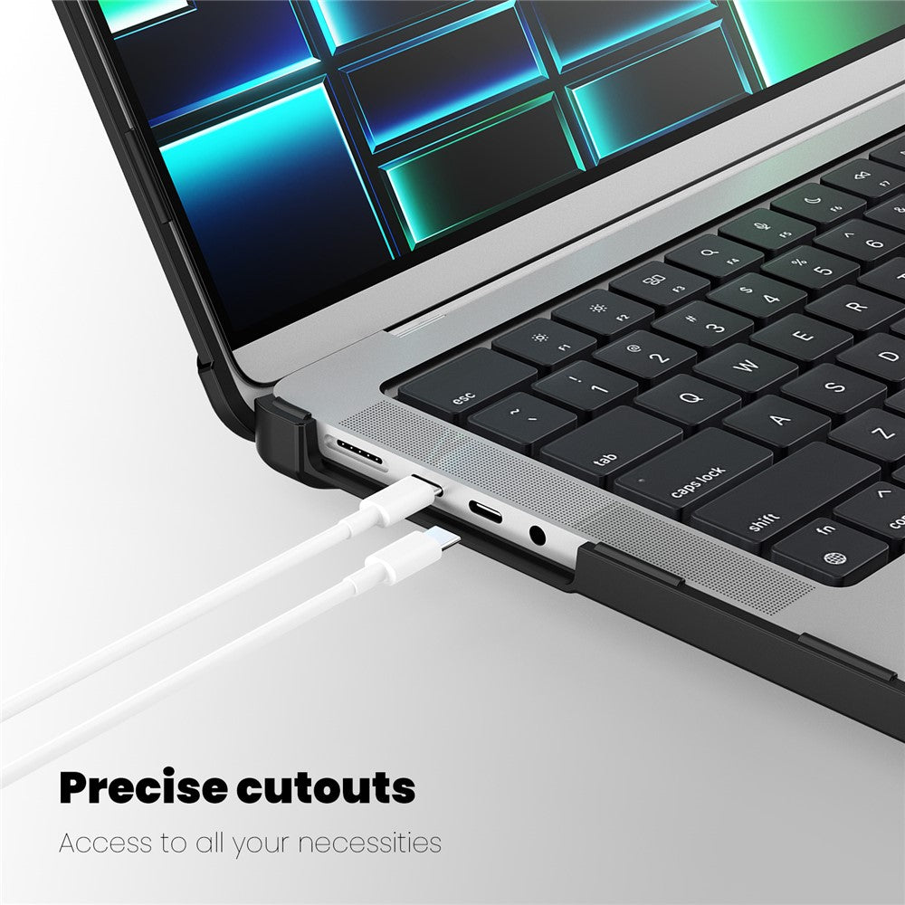 Til MacBook Pro 16 tommer (2026) A3429 A3428 / (2025) A3186 A3403 / (2024) A2991 / (2023) A2780 / (2021) A2485 skridsikker laptopcover med varmeafledning PC+TPU støttefod
