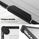 Til MacBook Pro 16 tommer (2026) A3429 A3428 / (2025) A3186 A3403 / (2024) A2991 / (2023) A2780 / (2021) A2485 skridsikker laptopcover med varmeafledning PC+TPU støttefod