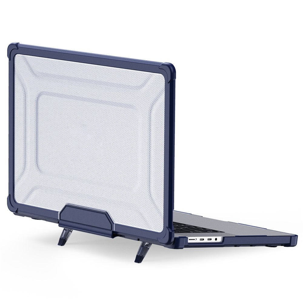 Til MacBook Pro 16 tommer (2026) A3429 A3428 / (2025) A3186 A3403 / (2024) A2991 / (2023) A2780 / (2021) A2485 skridsikker laptopcover med varmeafledning PC+TPU støttefod