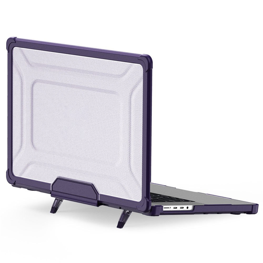 Til MacBook Pro 16 tommer (2026) A3429 A3428 / (2025) A3186 A3403 / (2024) A2991 / (2023) A2780 / (2021) A2485 skridsikker laptopcover med varmeafledning PC+TPU støttefod