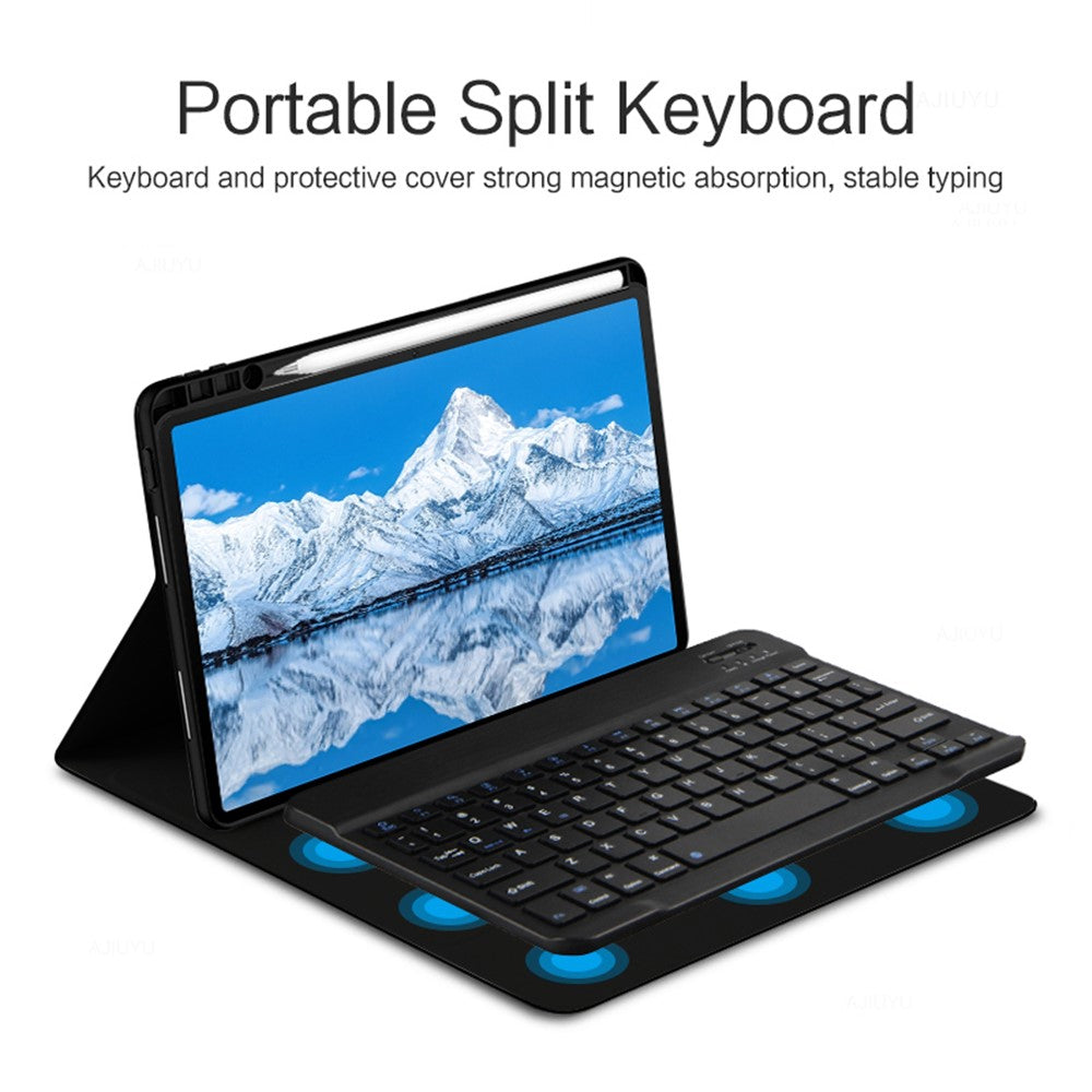 For Huawei Qingyun C7 Leather Stand Tablet Case with Detachable Magnetic Wireless Keyboard (Without Touchpad)