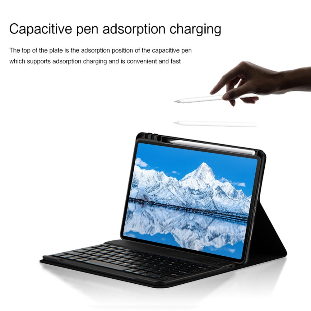 For Huawei Qingyun C7 Leather Stand Tablet Case with Detachable Magnetic Wireless Keyboard (Without Touchpad)