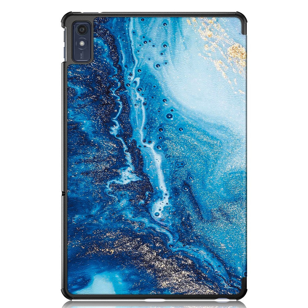 Trippelvikbart stativfodral för Lenovo Tab M10 5G TB-360ZU, surfplattefodral i PU-läder med mönstertryck och automatisk viloläge/väckning